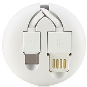 Дата кабель USB 2.0 AM to Type-C 1.0m Roller type Retractable white Remax (RC-099A-WHITE)