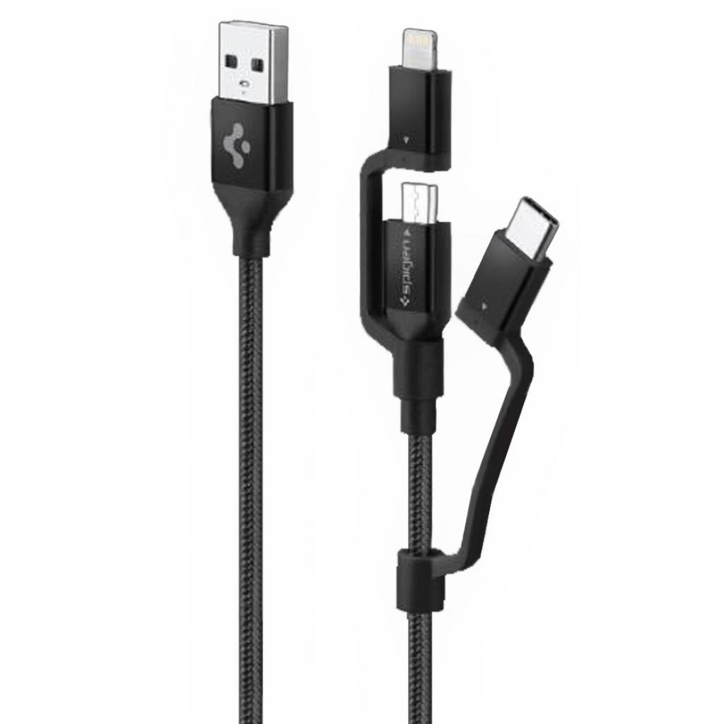 Дата кабель USB 2.0 AM to Lightning + Micro 5P + Type-C Essential black Spigen (000CB22774) - 1