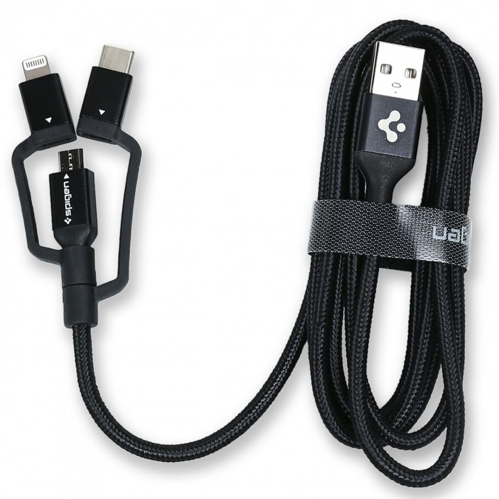 Дата кабель USB 2.0 AM to Lightning + Micro 5P + Type-C Essential black Spigen (000CB22774) - 3