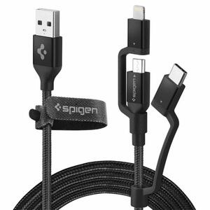 Дата кабель USB 2.0 AM to Lightning + Micro 5P + Type-C Essential black Spigen (000CB22774)
