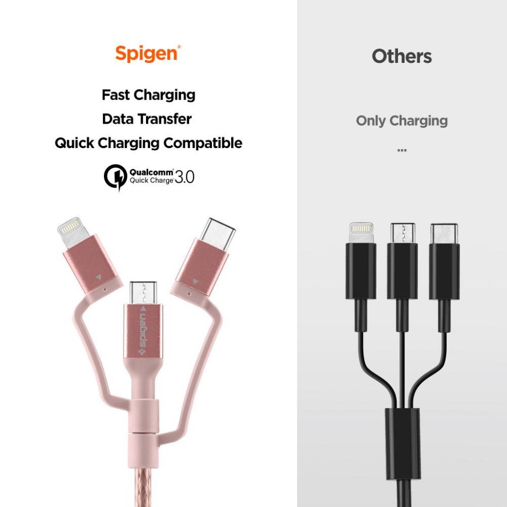 Дата кабель USB 2.0 AM to Lightning + Micro 5P + Type-C Essential gold Spigen (000CB23018) - 8