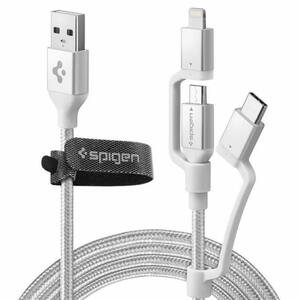 Дата кабель USB 2.0 AM to Lightning + Micro 5P + Type-C Essential silver Spigen (000CB23017)