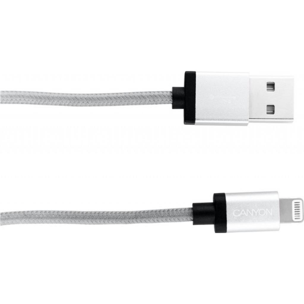 Дата кабель USB 2.0 AM to Lightning 1.0m MFI Dark gray Canyon (CNS-MFIC3DG) - 1