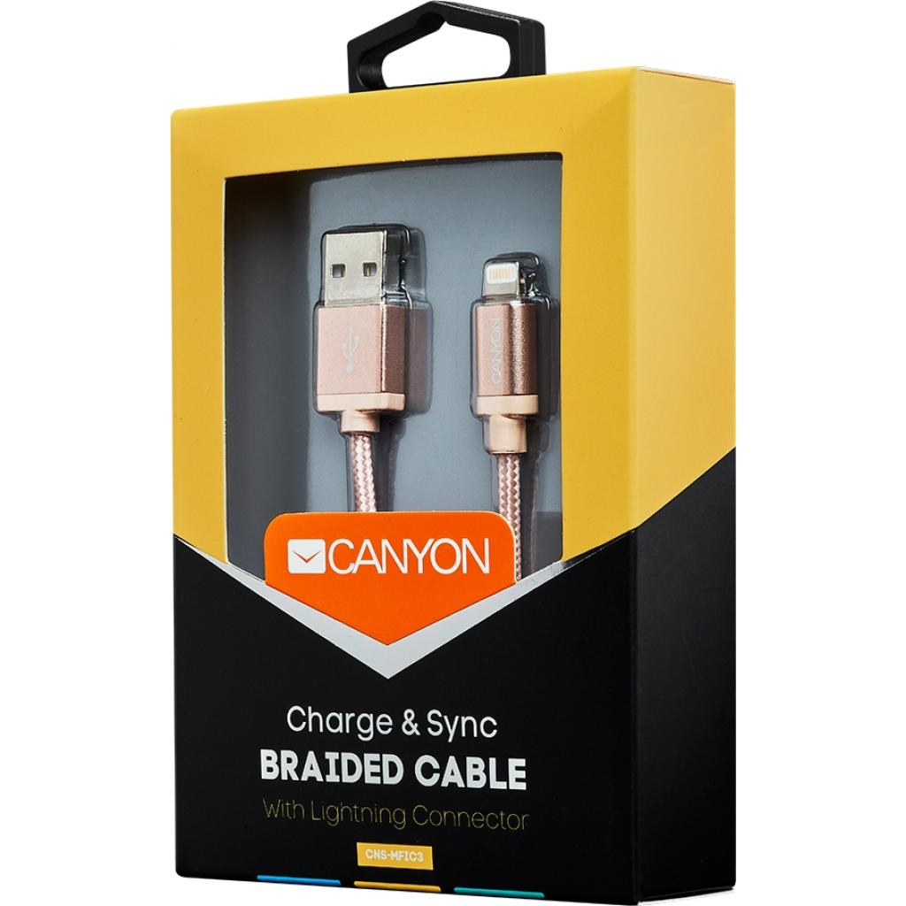 Дата кабель USB 2.0 AM to Lightning 1.0m MFI Rose-golden Canyon (CNS-MFIC3RG) - 2