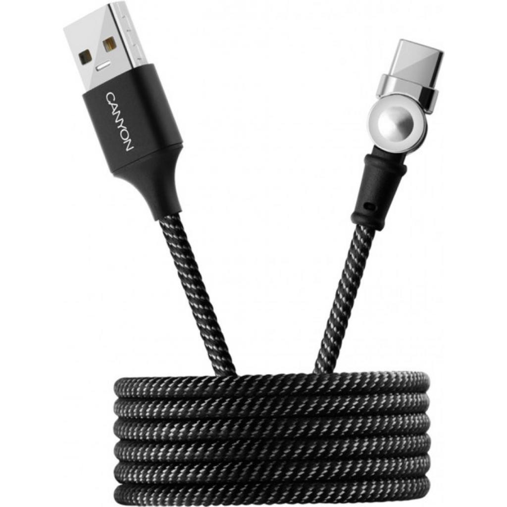 Дата кабель USB 2.0 AM to Type-C 1.0m Rotating magnetic Black Canyon (CNS-USBC8B)
