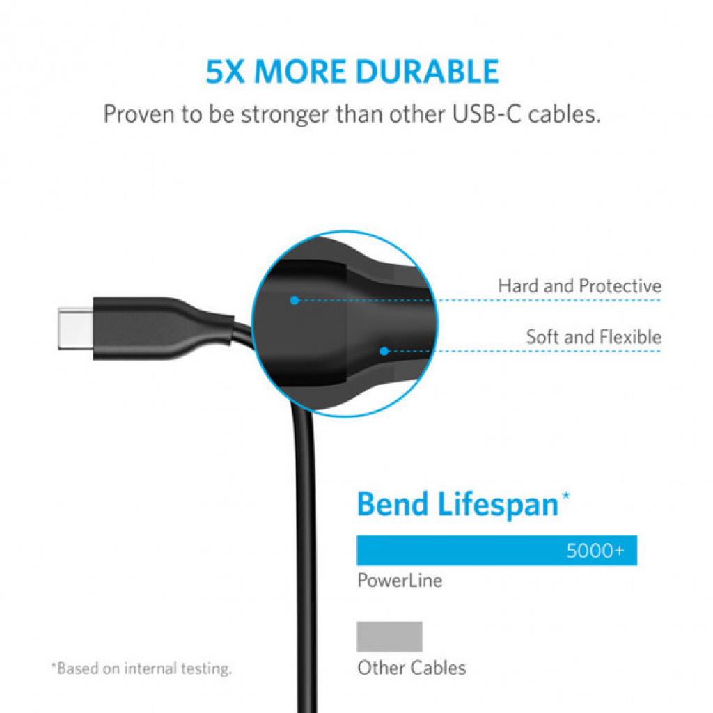 Дата кабель USB 3.0 AM to Type-C 0.9m Powerline V3 Black Anker (A8163H11/A8163G11) - 3
