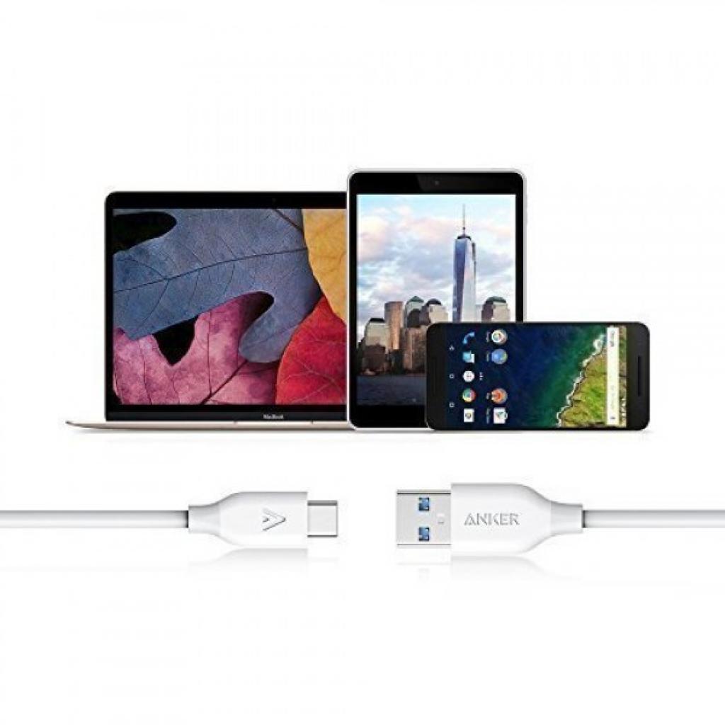 Дата кабель USB 3.0 AM to Type-C 0.9m Powerline V3 White Anker (A8163H21/A8163G21) - 6 Дата кабель USB 3.0 AM to Type-C 0.9m Powerline V3 White Anker (A8163H21/A8163G21) - 6