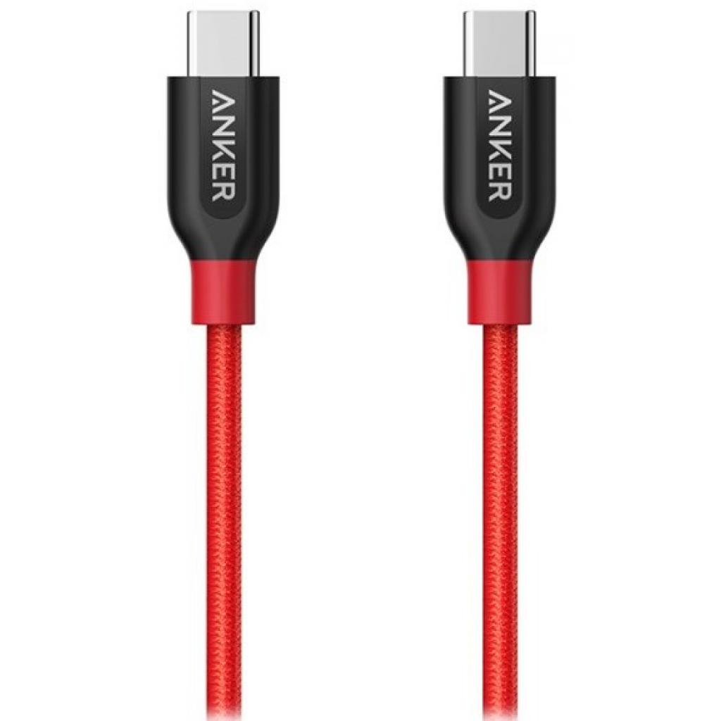 Дата кабель USB Type-C to Type-C 0.9m Powerline+ V3 Red Anker (A8187H91)