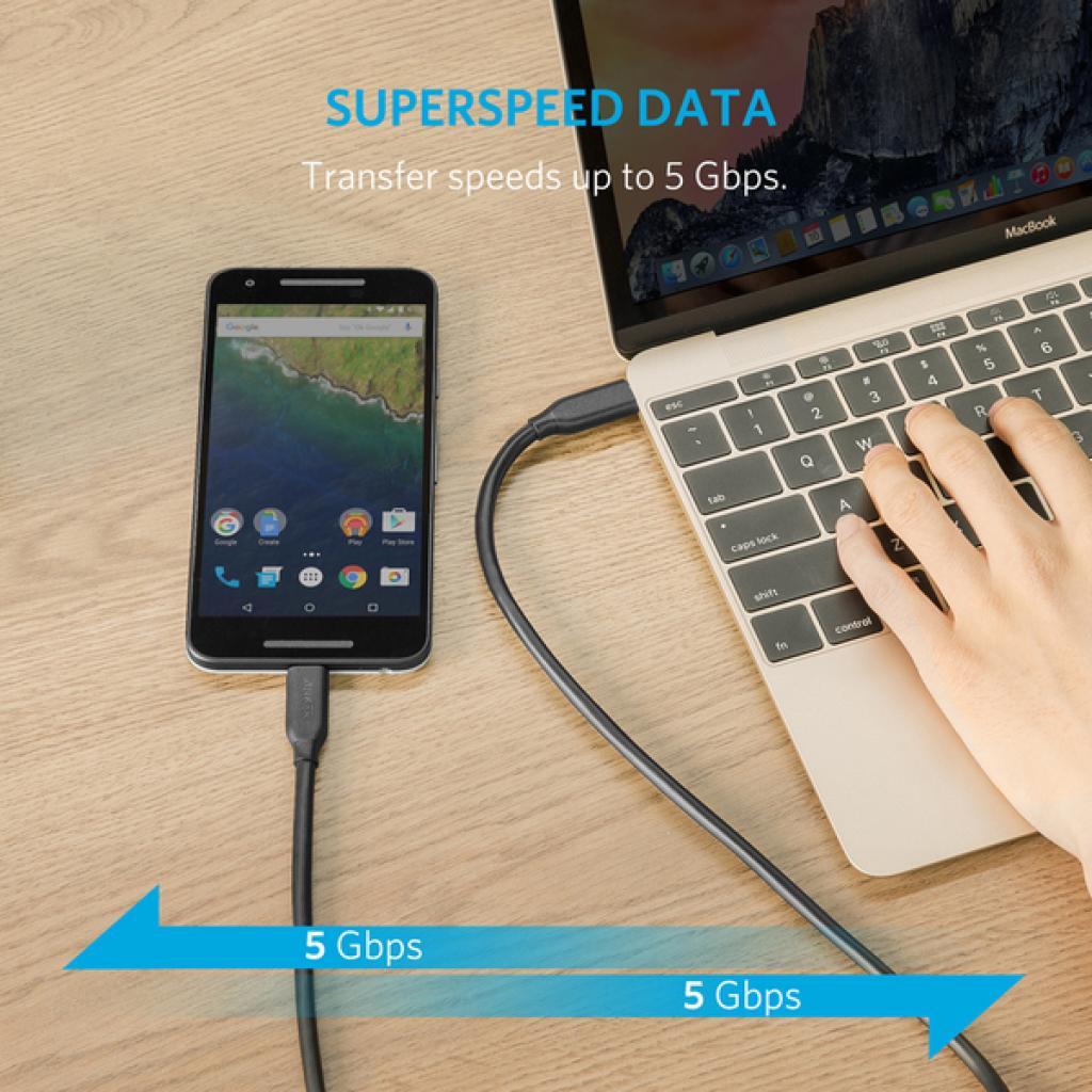 Дата кабель USB 3.1 Type-C to Type-C 1.8m Powerline V3 Anker (A8183011) - 2