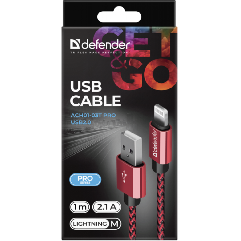 Дата кабель USB 2.0 AM to Lightning 1.0m ACH01-03T PRO Red Defender (87807) - 2 Дата кабель USB 2.0 AM to Lightning 1.0m ACH01-03T PRO Red Defender (87807) - 2