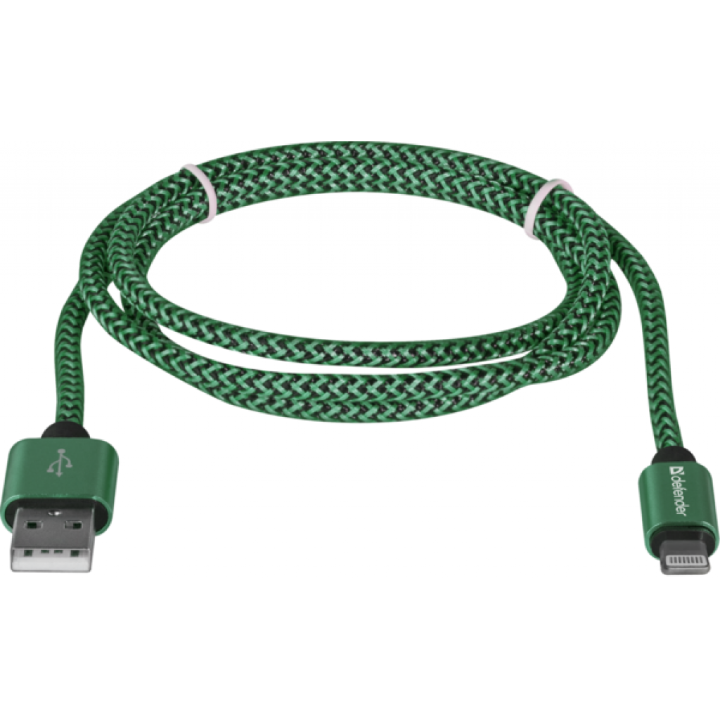 Дата кабель USB 2.0 AM to Lightning 1.0m ACH01-03T 2.1A green Defender (87810) - 1 Дата кабель USB 2.0 AM to Lightning 1.0m ACH01-03T 2.1A green Defender (87810) - 1