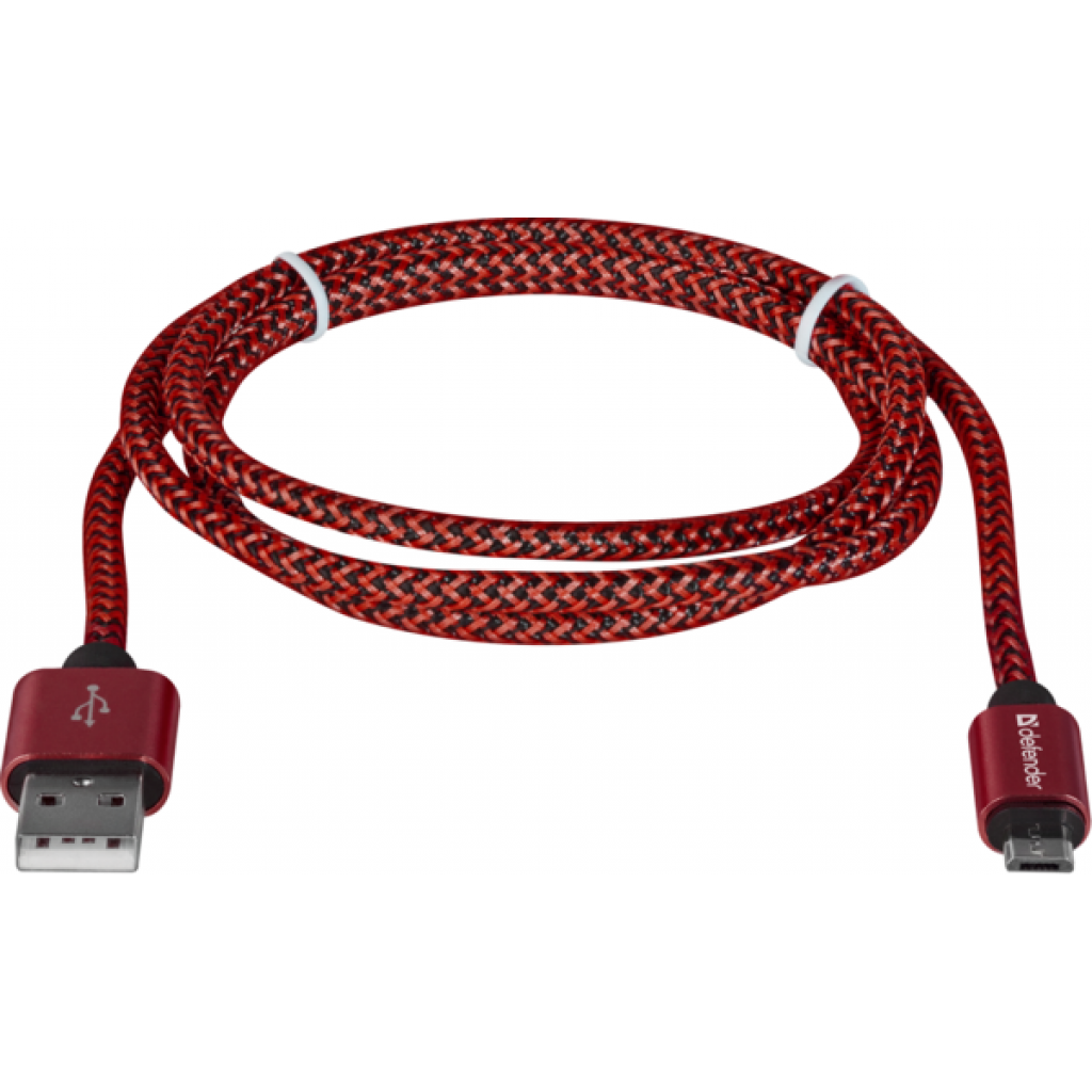 Дата кабель USB 2.0 AM to Micro 5P 1.0m USB08-03T red Defender (87801) - 1