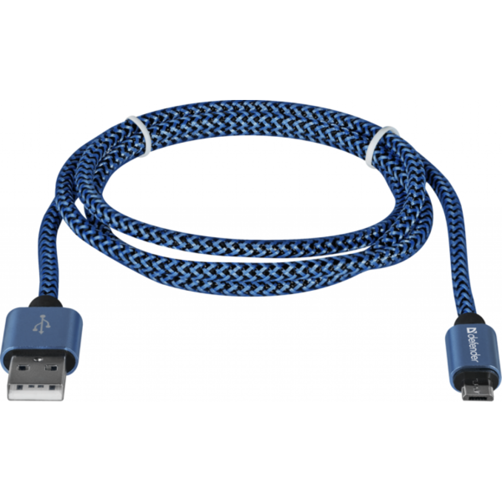 Дата кабель USB 2.0 AM to Micro 5P 1.0m USB08-03T blue Defender (87805) - 1