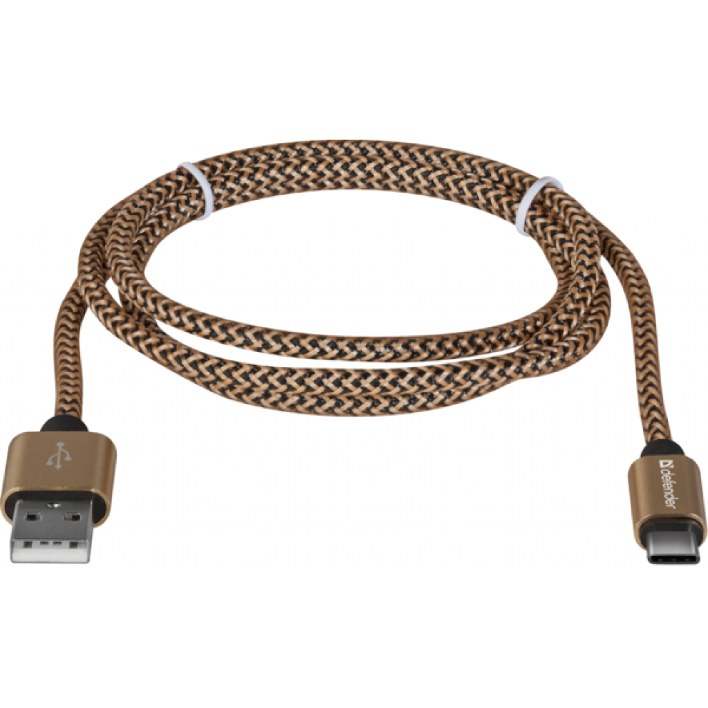 Дата кабель USB 2.0 AM to Type-C 1.0m USB09-03T PRO gold Defender (87812) - 1 Дата кабель USB 2.0 AM to Type-C 1.0m USB09-03T PRO gold Defender (87812) - 1