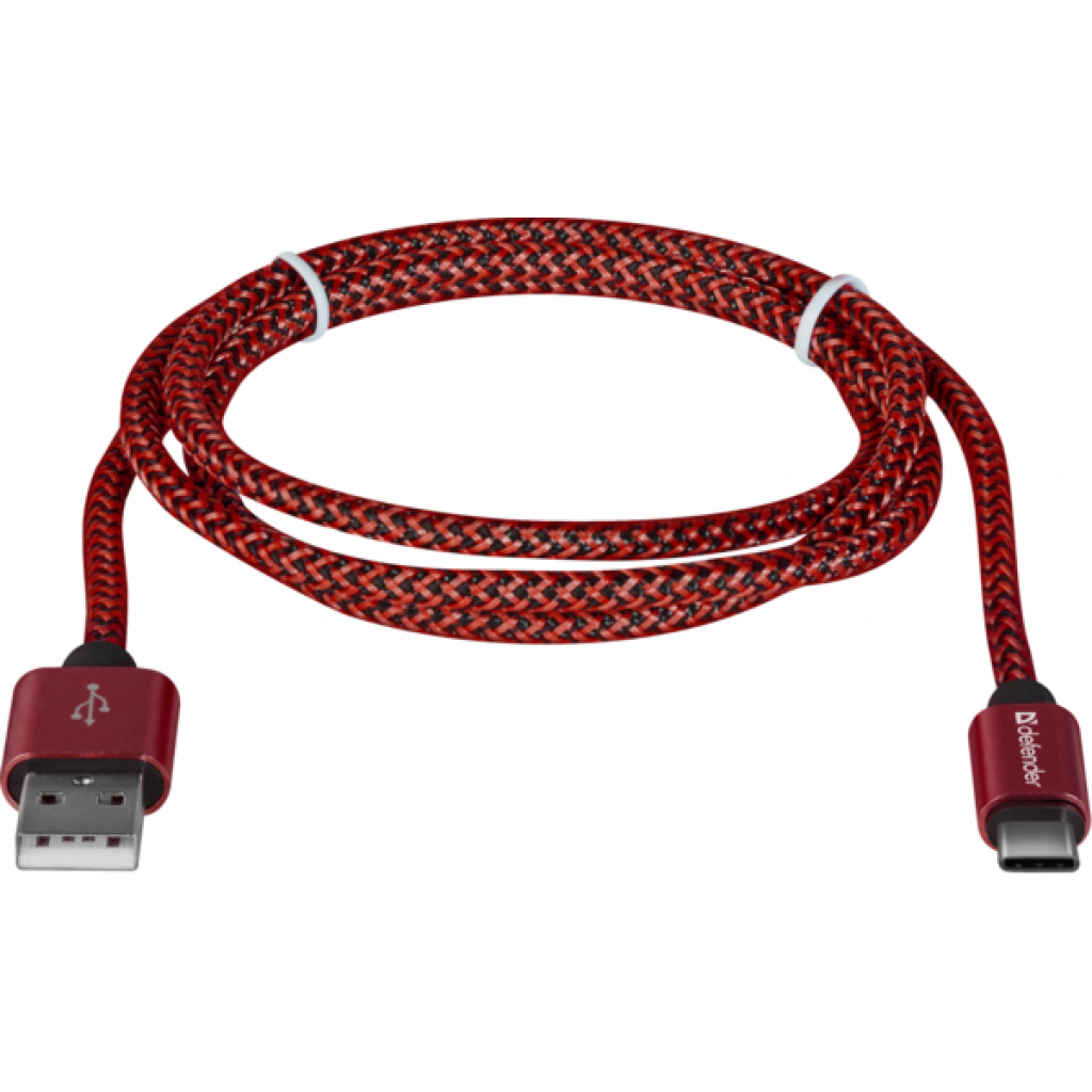 Дата кабель USB 2.0 AM to Type-C 1.0m USB09-03T PRO red Defender (87813) - 1 Дата кабель USB 2.0 AM to Type-C 1.0m USB09-03T PRO red Defender (87813) - 1