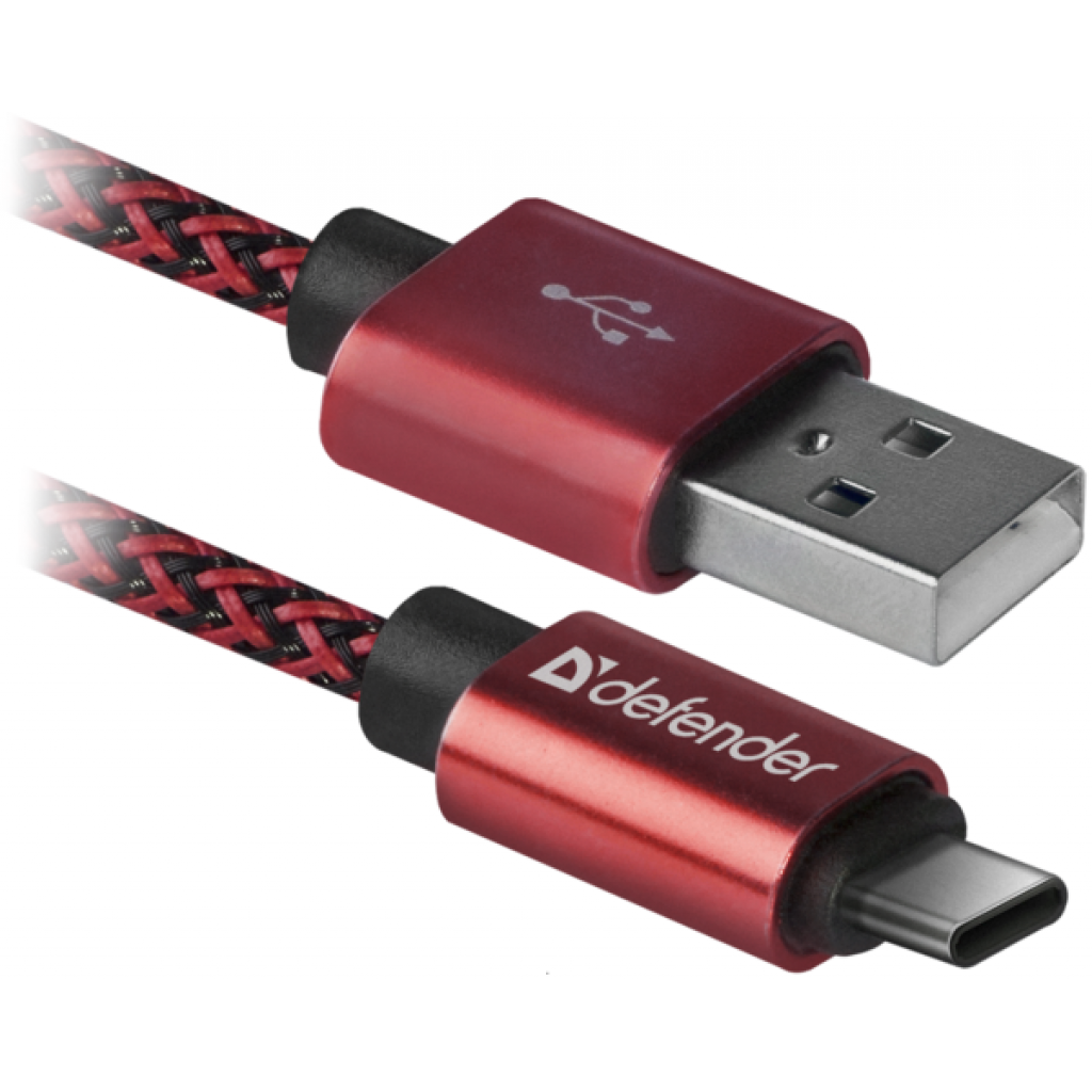 Дата кабель USB 2.0 AM to Type-C 1.0m USB09-03T PRO red Defender (87813) Дата кабель USB 2.0 AM to Type-C 1.0m USB09-03T PRO red Defender (87813)