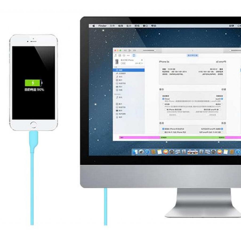 Дата кабель USB 2.0 AM to Lightning 1.2m Blue Puridea (L02-Blue) - 2