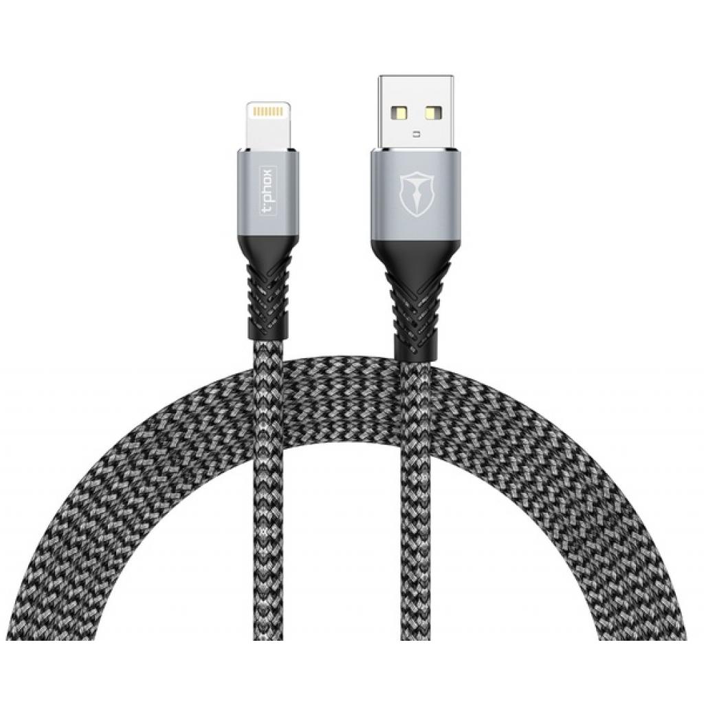 Дата кабель USB 2.0 AM to Lightning 1.0m Jagger T-L814 Grey T-Phox (T-L814 grey)