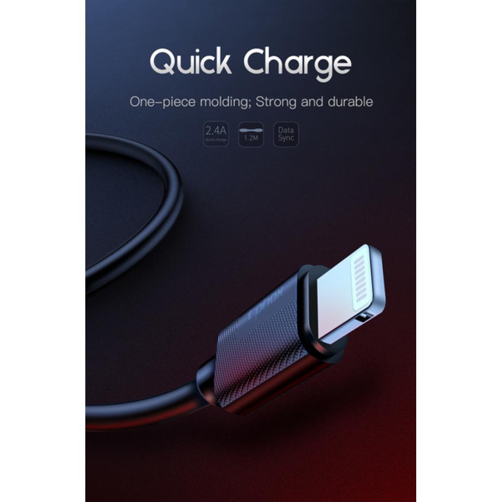 Дата кабель USB 2.0 AM to Lightning 1.2m Nets T-L801 Black T-Phox (T-L801 black) - 1