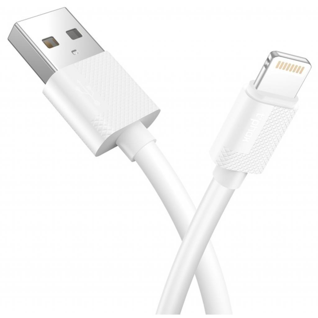 Дата кабель USB 2.0 AM to Lightning 2.0m White T-L801 Black T-Phox (T-L801(2) white) - 1