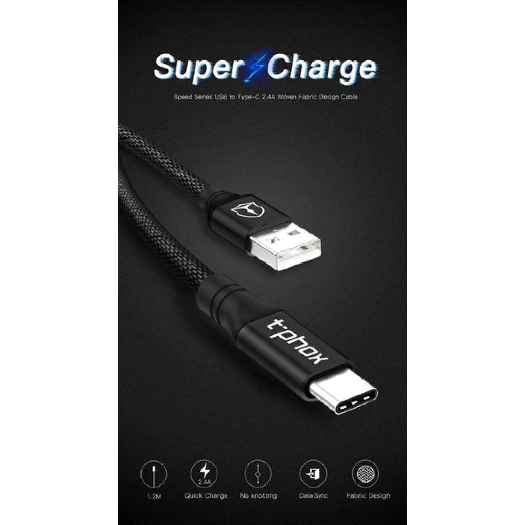 Дата кабель USB 2.0 AM to Type-C 1.2m Speed T-C810 Black T-Phox (T-C810 Black) - 1
