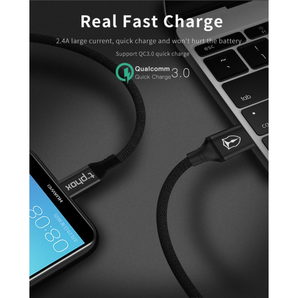 Дата кабель USB 2.0 AM to Type-C 1.2m Speed T-C810 Black T-Phox (T-C810 Black) - 2