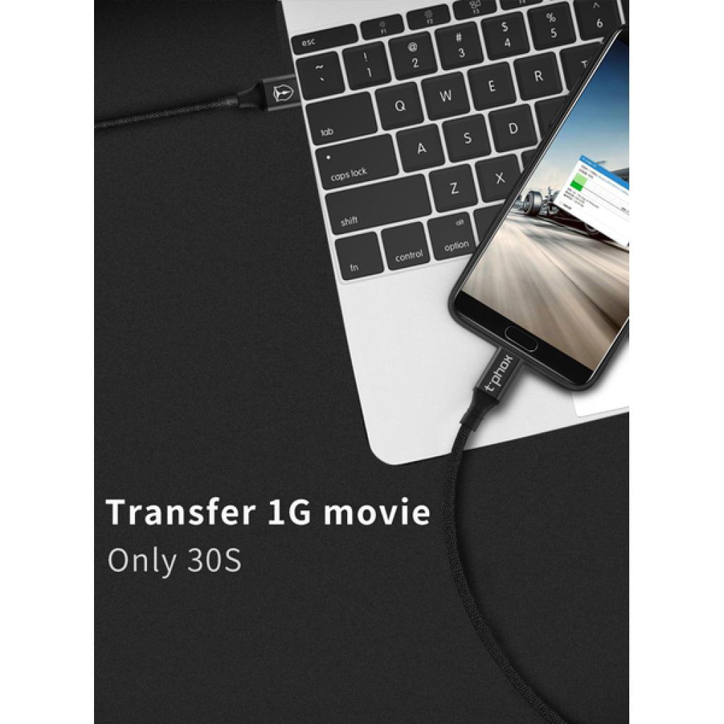 Дата кабель USB 2.0 AM to Type-C 1.2m Speed T-C810 Black T-Phox (T-C810 Black) - 3