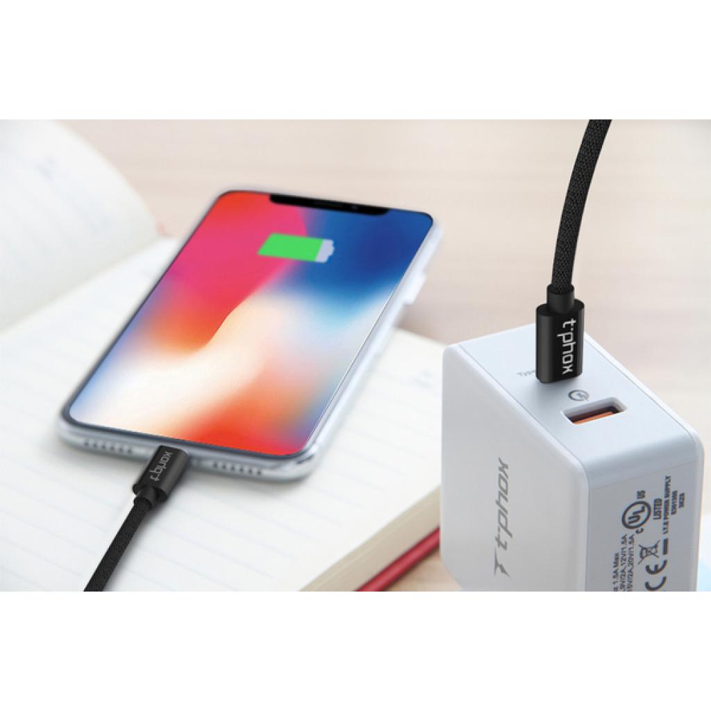Дата кабель USB Type-C to Lightning 1.0m Speed T-LC811 Black T-Phox (T-LC811 Black) - 2