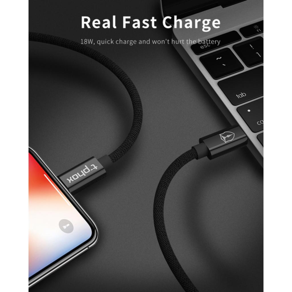 Дата кабель USB Type-C to Lightning 1.0m Speed T-LC811 Black T-Phox (T-LC811 Black) - 4