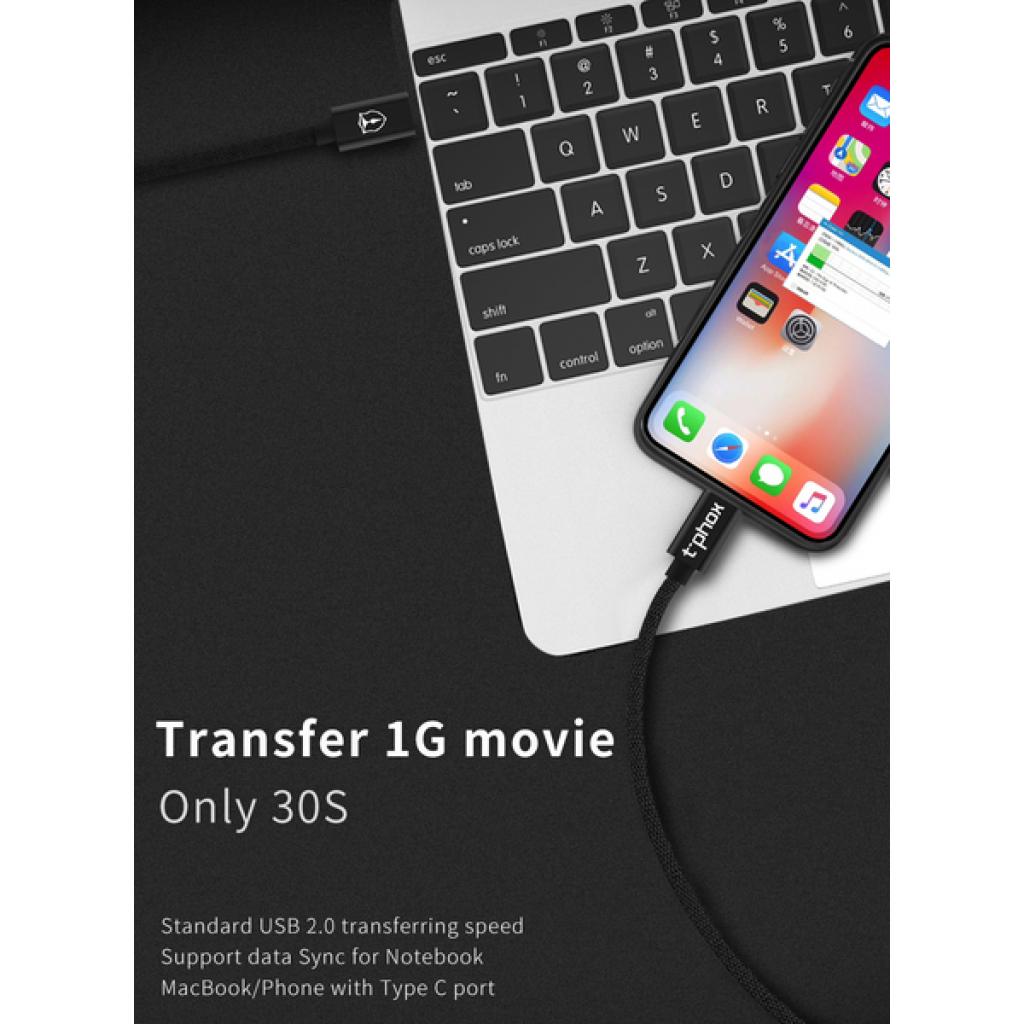 Дата кабель USB Type-C to Lightning 1.0m Speed T-LC811 Black T-Phox (T-LC811 Black) - 5