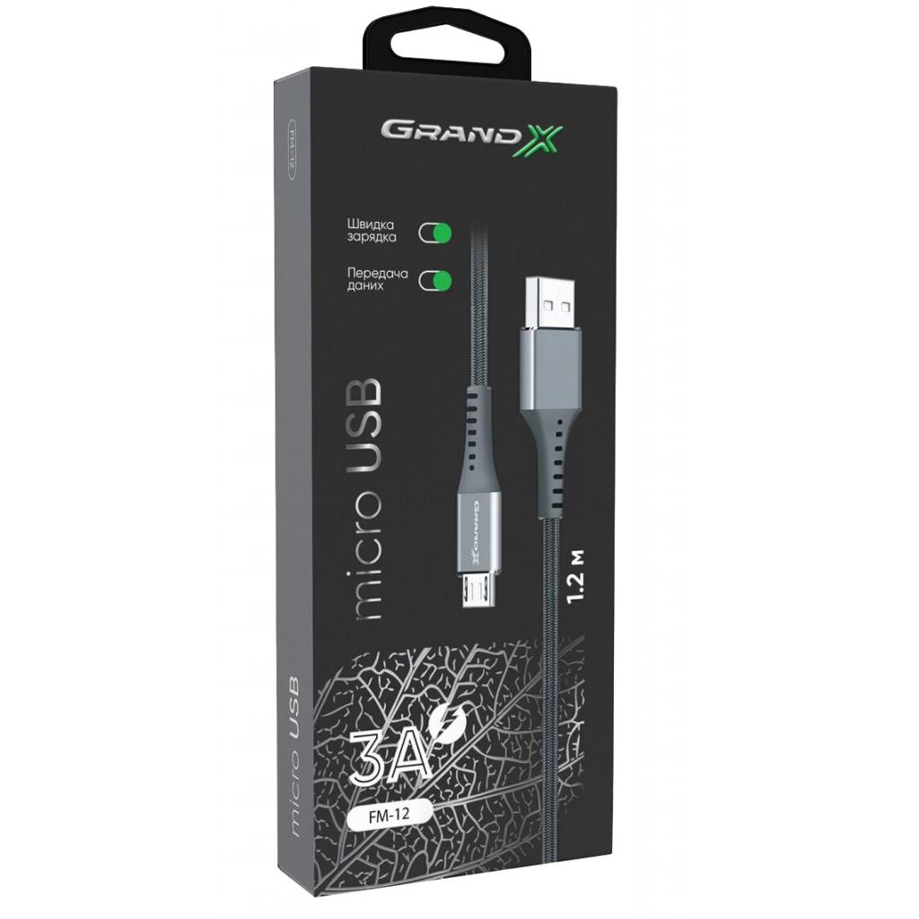 Дата кабель USB 2.0 AM to Micro 5P 1.2m Grand-X (FM-12G) - 3