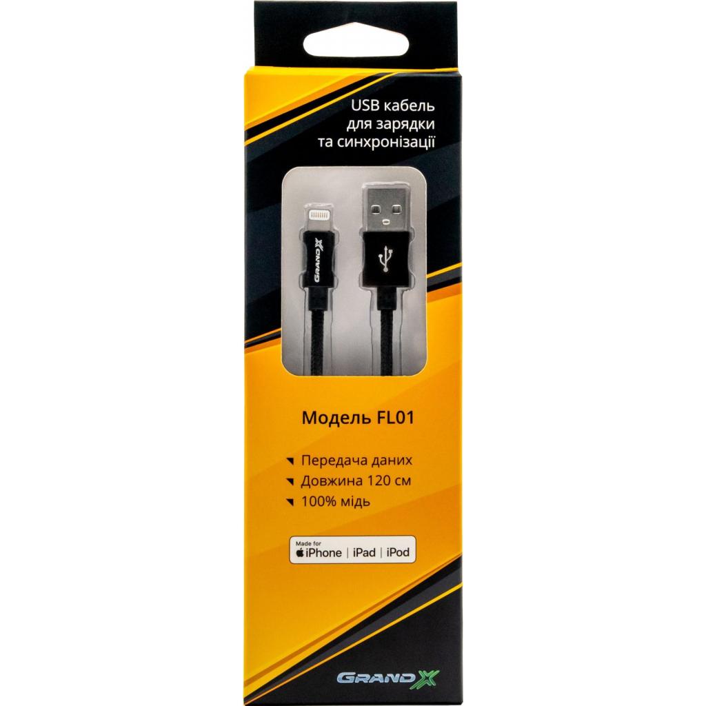 Дата кабель USB 2.0 AM to Lightning 1.2m MFI Grand-X (FL01NG) Дата кабель USB 2.0 AM to Lightning 1.2m MFI Grand-X (FL01NG)