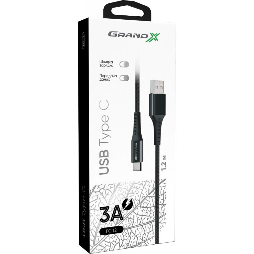 Дата кабель USB 2.0 AM to Type-C 1.2m Black Grand-X (FC-12B) - 3 Дата кабель USB 2.0 AM to Type-C 1.2m Black Grand-X (FC-12B) - 3