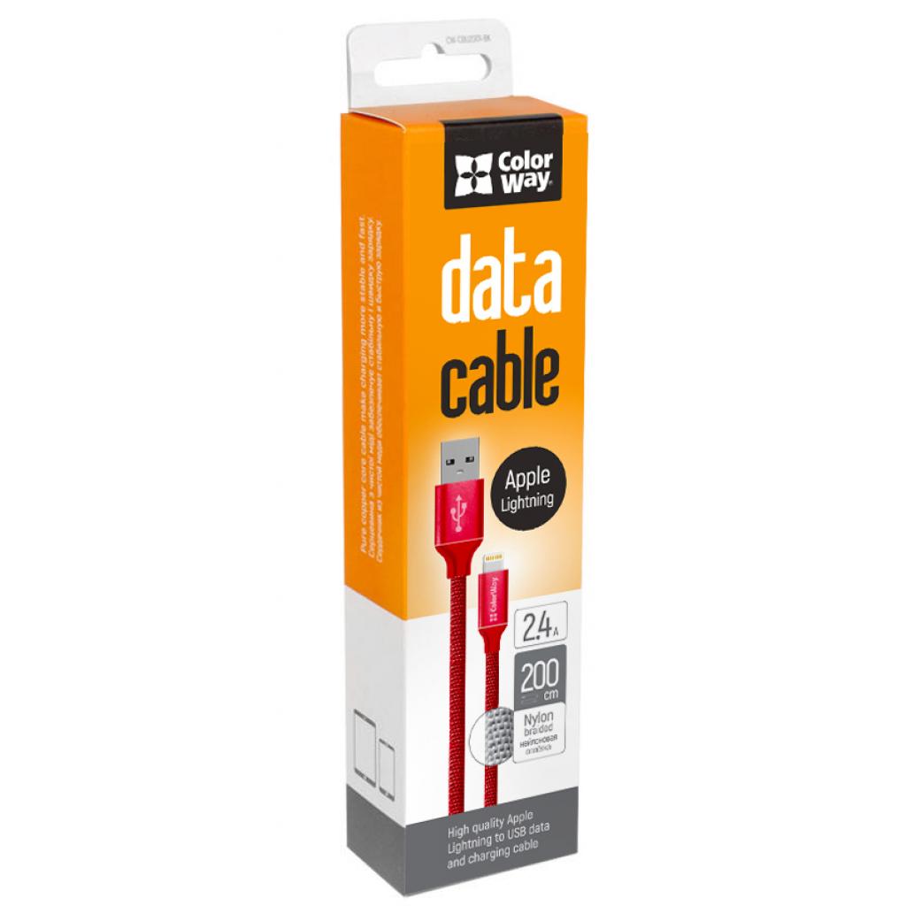 Дата кабель USB 2.0 AM to Lightning 2.0m red ColorWay (CW-CBUL007-RD) - 3 Дата кабель USB 2.0 AM to Lightning 2.0m red ColorWay (CW-CBUL007-RD) - 3