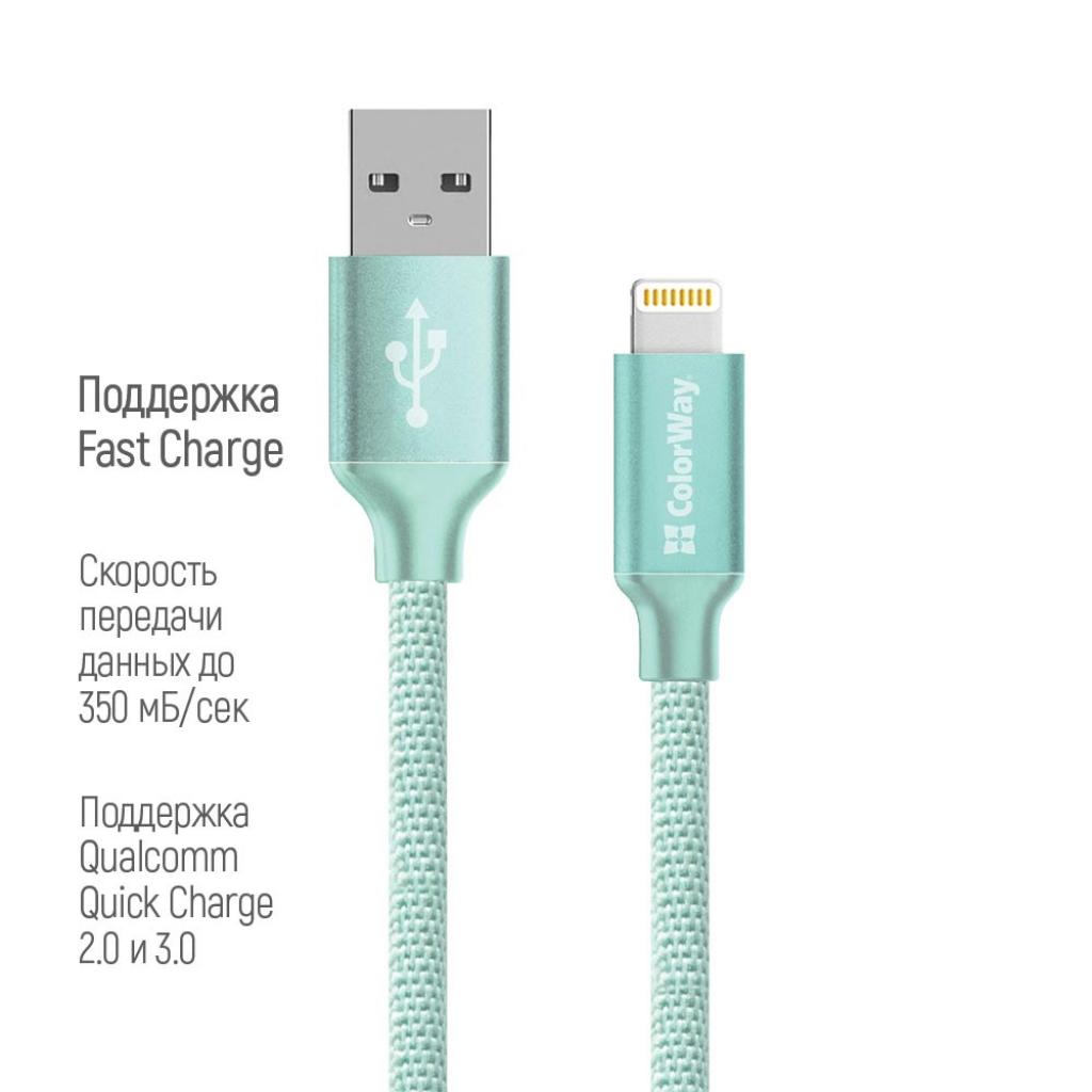 Дата кабель USB 2.0 AM to Lightning 2.0m mint ColorWay (CW-CBUL007-MT) - 2 Дата кабель USB 2.0 AM to Lightning 2.0m mint ColorWay (CW-CBUL007-MT) - 2