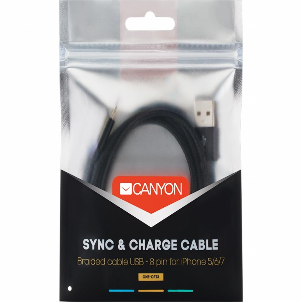 Дата кабель USB 2.0 AM to Lightning 1.0m Black Canyon (CNE-CFI3B) - 2