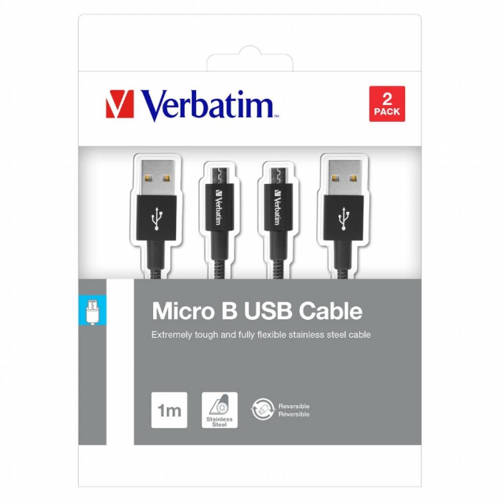 Дата кабель USB 2.0 AM to Micro 5P 1.0m + 1.0m black Verbatim (48874) - 2 Дата кабель USB 2.0 AM to Micro 5P 1.0m + 1.0m black Verbatim (48874) - 2