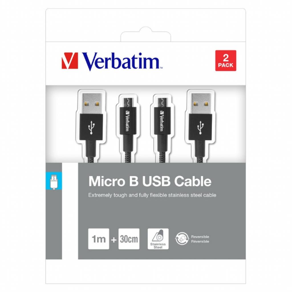 Дата кабель USB 2.0 AM to Micro 5P 1.0m + 0.3m black Verbatim (48875) - 2 Дата кабель USB 2.0 AM to Micro 5P 1.0m + 0.3m black Verbatim (48875) - 2