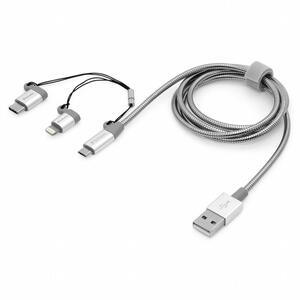 Дата кабель USB 2.0 AM to Lightning + Micro 5P + Type-C 1.0m silver Verbatim (48870)