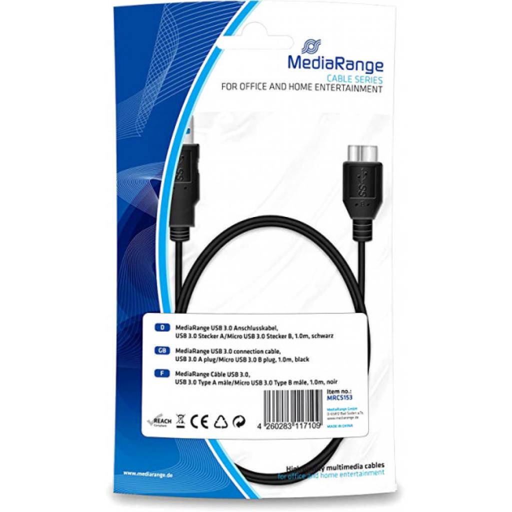 Дата кабель USB 3.0 AM to Micro 5P 1.0m Mediarange (MRCS153)