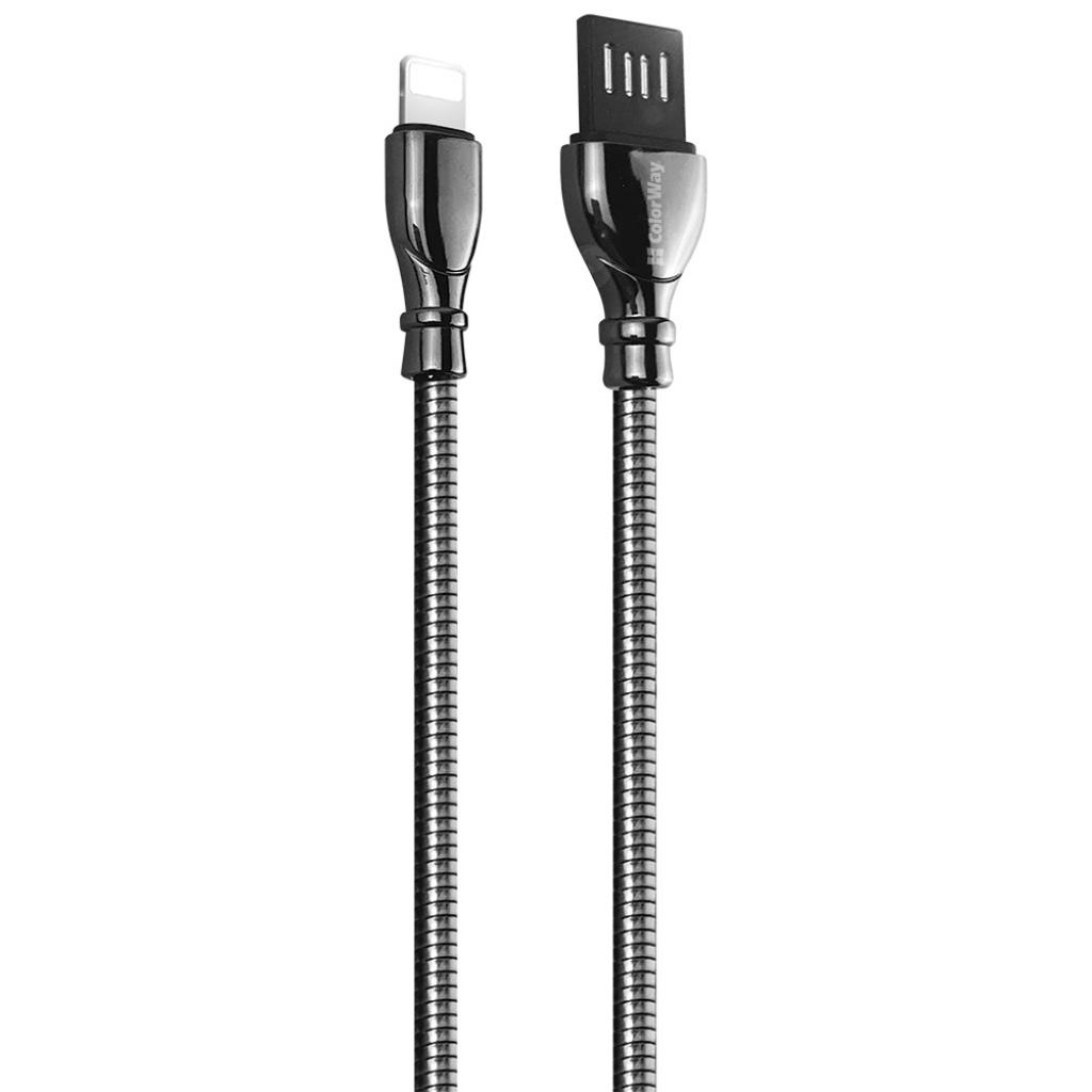 Дата кабель USB 2.0 AM to Lightning 1.0m metal spring black ColorWay (CW-CBUL013-BK) - 1 Дата кабель USB 2.0 AM to Lightning 1.0m metal spring black ColorWay (CW-CBUL013-BK) - 1