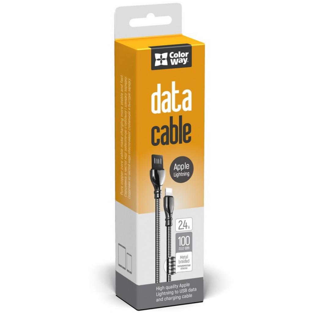Дата кабель USB 2.0 AM to Lightning 1.0m metal spring black ColorWay (CW-CBUL013-BK) - 2 Дата кабель USB 2.0 AM to Lightning 1.0m metal spring black ColorWay (CW-CBUL013-BK) - 2