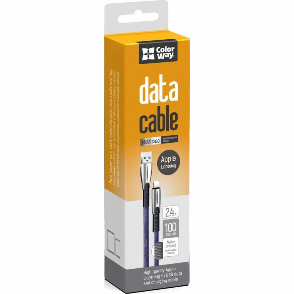 Дата кабель USB 2.0 AM to Lightning 1.0m zinc alloy blue ColorWay (CW-CBUL010-BL) - 2 Дата кабель USB 2.0 AM to Lightning 1.0m zinc alloy blue ColorWay (CW-CBUL010-BL) - 2