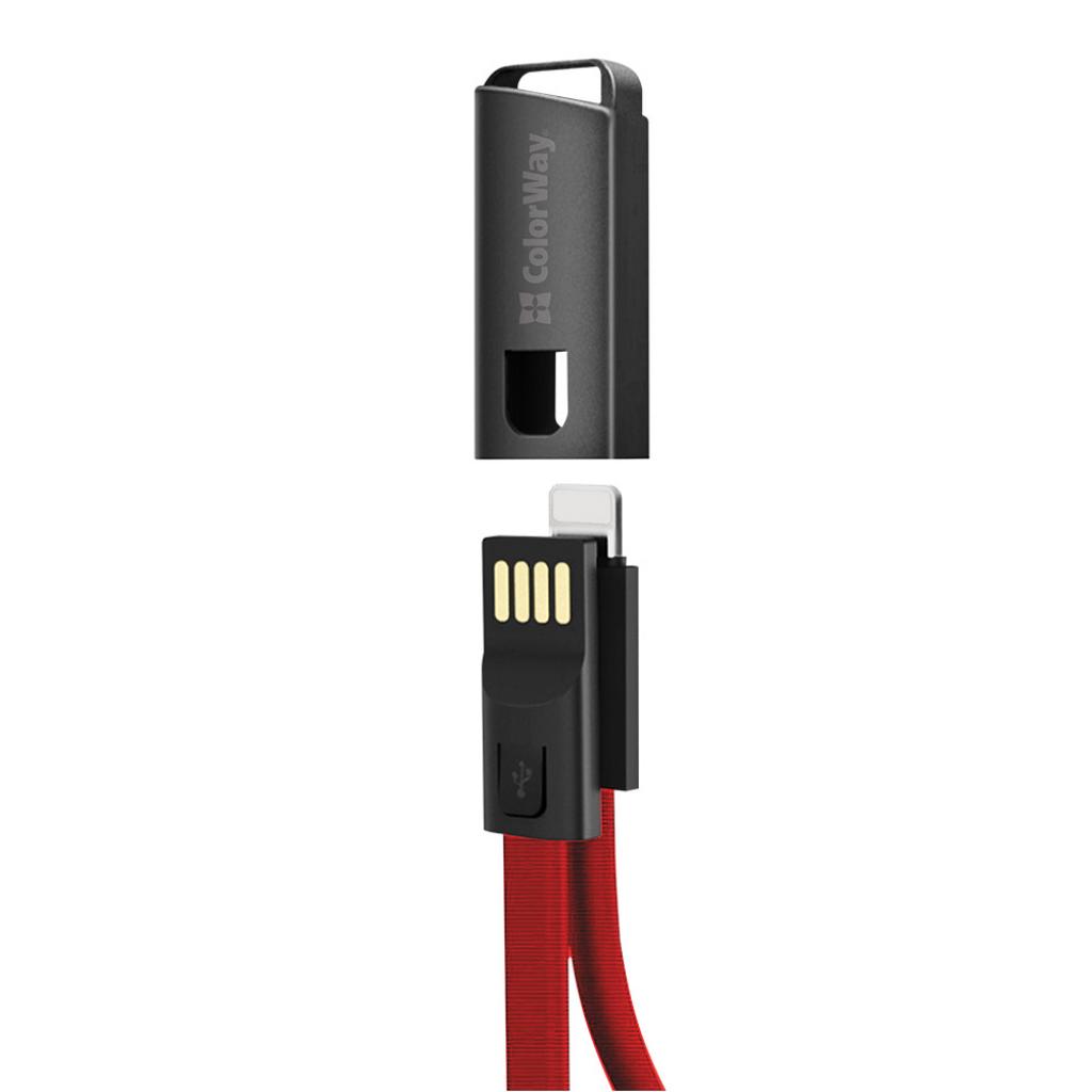 Дата кабель USB 2.0 AM to Lightning 0.22m red ColorWay (CW-CBUL021-RD) - 1