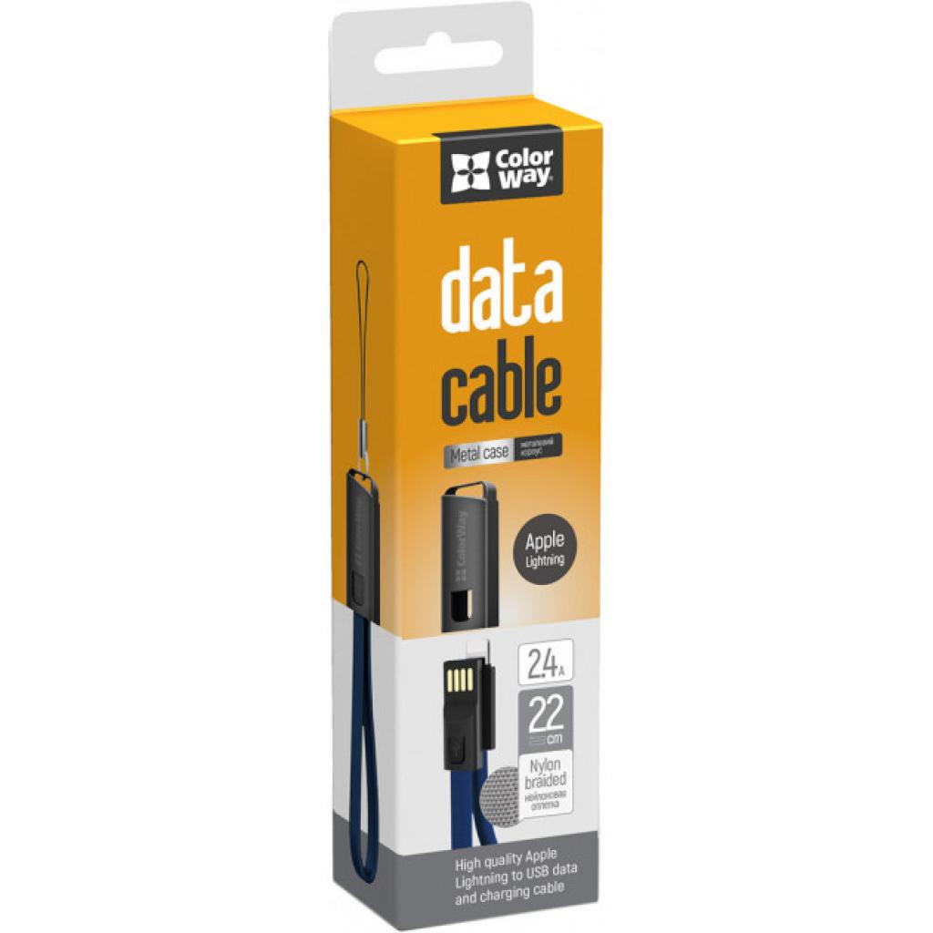 Дата кабель USB 2.0 AM to Lightning 0.22m blue ColorWay (CW-CBUL021-BL) - 3 Дата кабель USB 2.0 AM to Lightning 0.22m blue ColorWay (CW-CBUL021-BL) - 3
