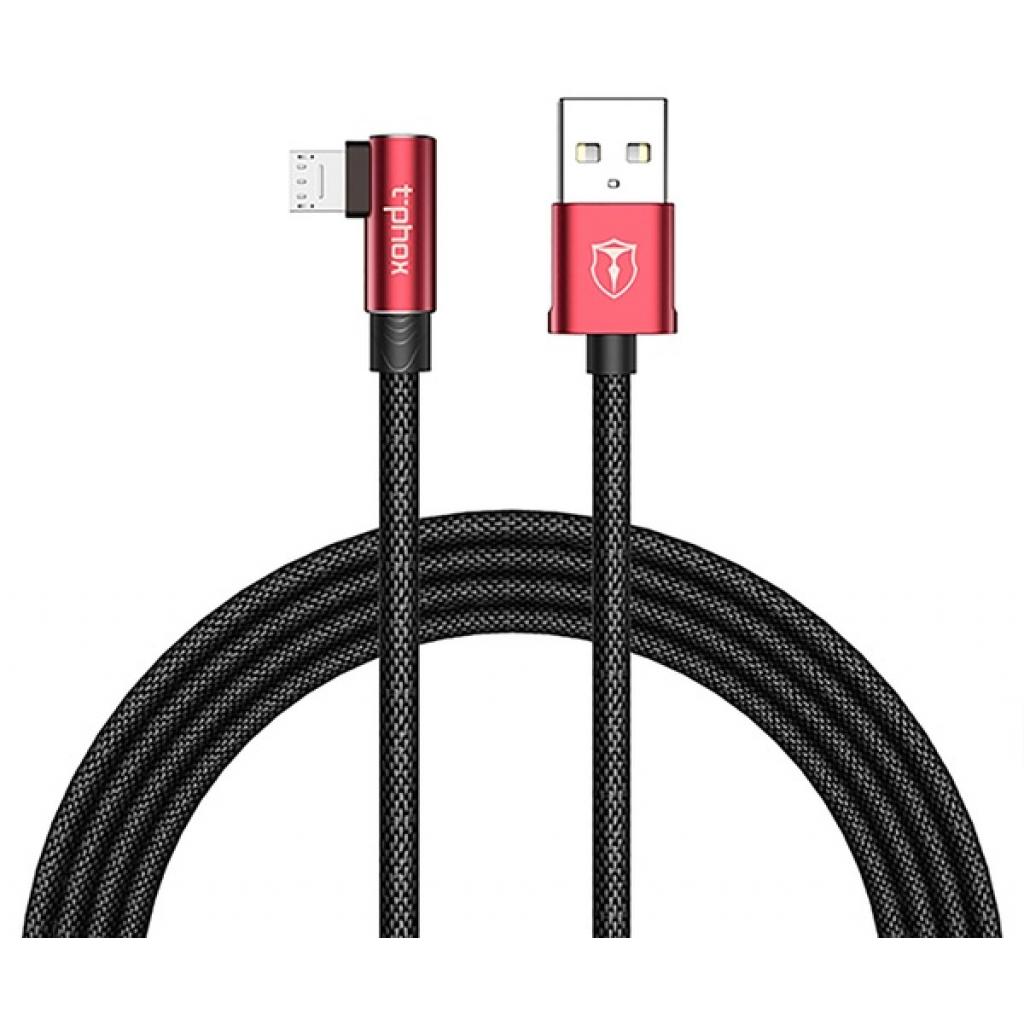 Дата кабель USB 2.0 AM to Micro 5P 1.2m 3A for Gaming Black/Red T-Phox (T-M804 Black/Red)