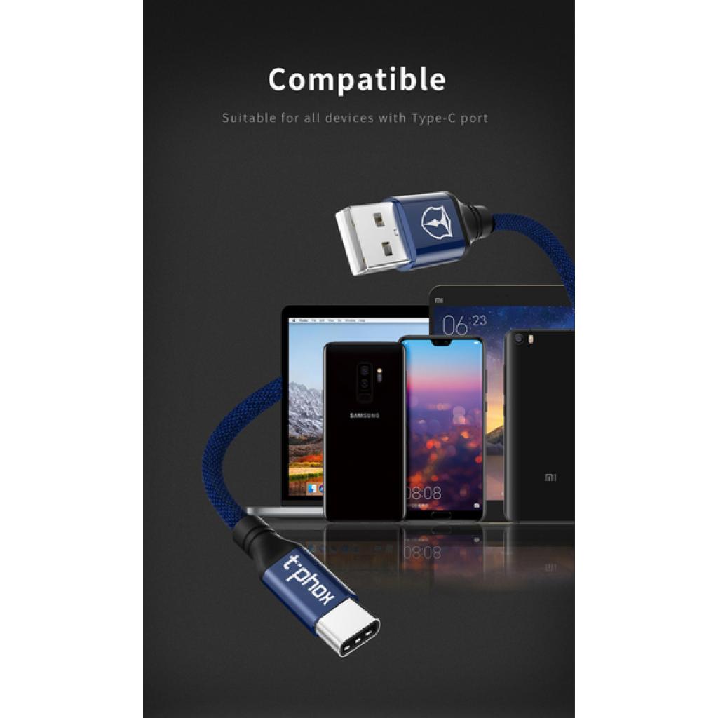 Дата кабель USB 2.0 AM to Type-C 1.2m Speed Blue T-Phox (T-C810 Blue) - 2