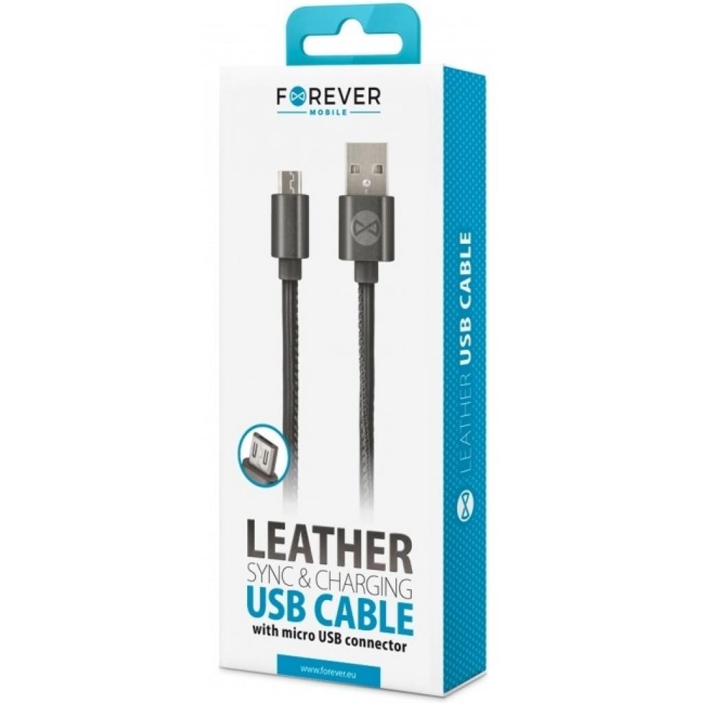 Дата кабель USB 2.0 AM to Micro 5P leather black Forever (GSM032490) - 1