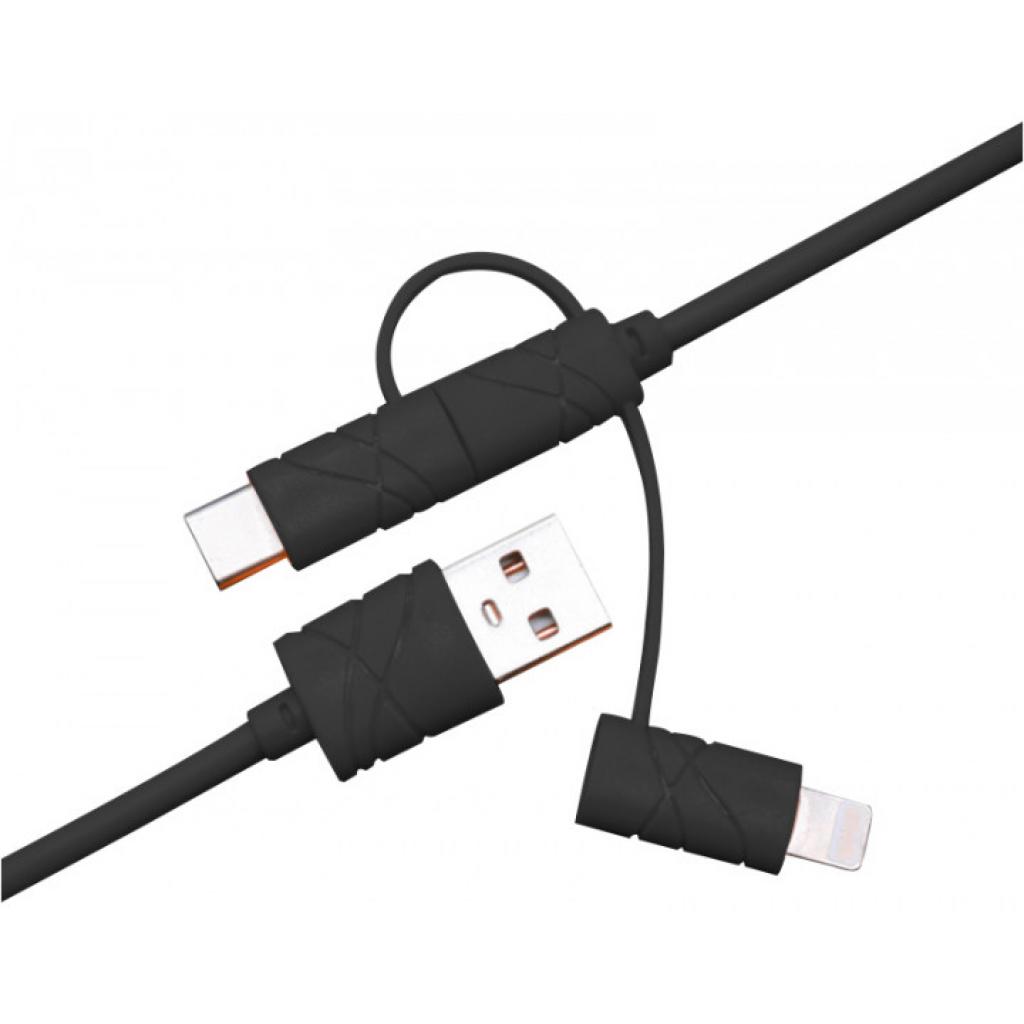 Дата кабель USB 2.0 AM to Lightning + Micro 5P + Type-C 1.2m black XoKo (SC-310-BK)