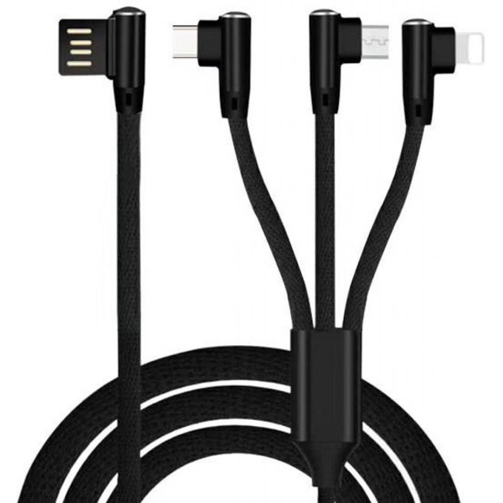 Дата кабель USB 2.0 AM to Lightning + Micro 5P + Type-C 1.2m black XoKo (SC-340-BK)